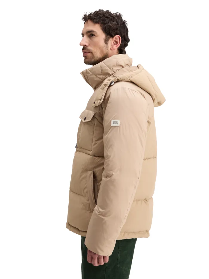HOODED PUFFER JACKET Black Men Scotch and Soda Jackets and Coats
