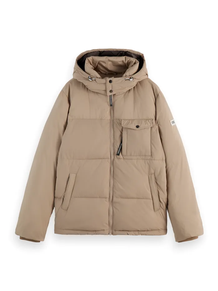 HOODED PUFFER JACKET Black Men Scotch and Soda Jackets and Coats