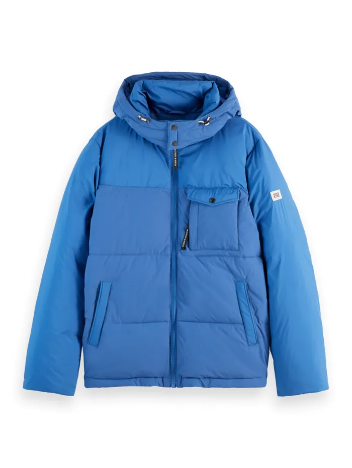 HOODED PUFFER JACKET Black Men Scotch and Soda Jackets and Coats