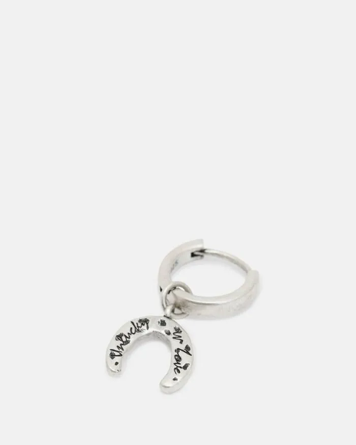 Horseshoe Sterling Silver Hoop Earring Warm Silver Men AllSaints Jewelry