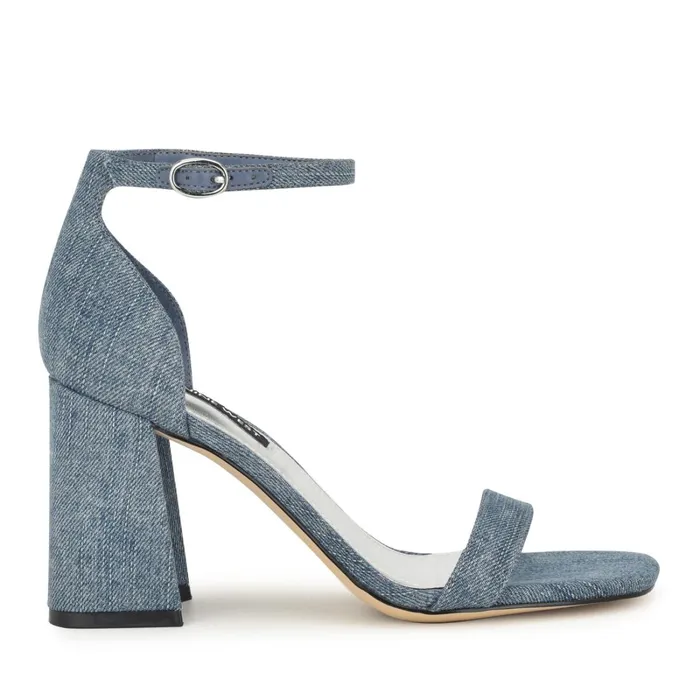 Ilea Ankle Strap Sandals Denim Women Nine West Heeled