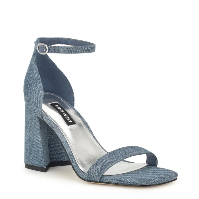 Ilea Ankle Strap Sandals Denim Women Nine West Heeled