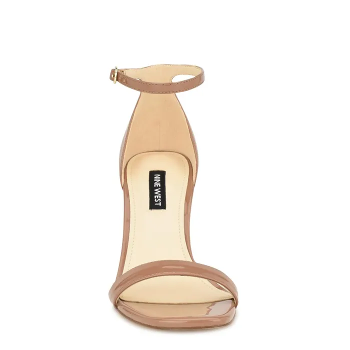 Ilea Ankle Strap Sandals Medium Natural Patent Women Nine West Mid Heels Ilea Ankle Strap Sandals Medium Natural Patent Women Nine West Mid Heels