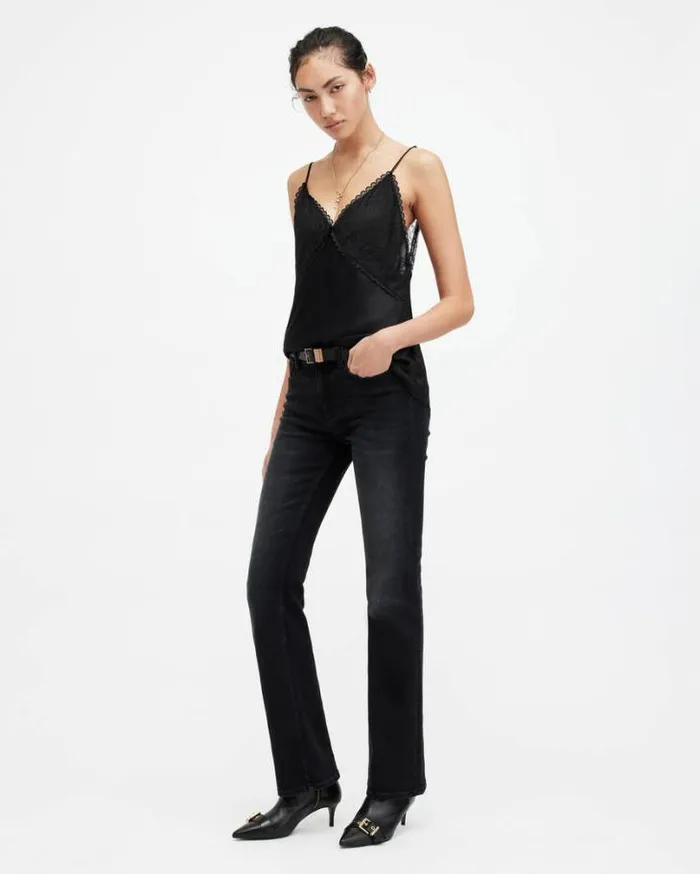 Immy Lace Panelled VNeck Cami Top Black Women AllSaints Tops and Shirts