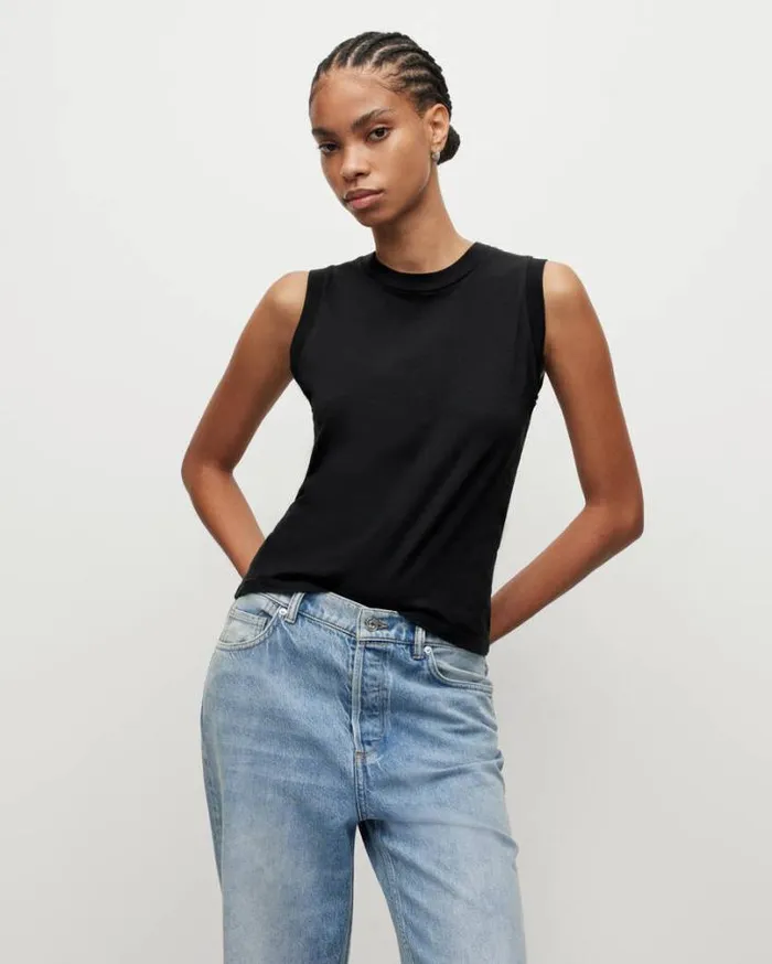Imogen Sleeveless Tank Top Black Women AllSaints TShirts