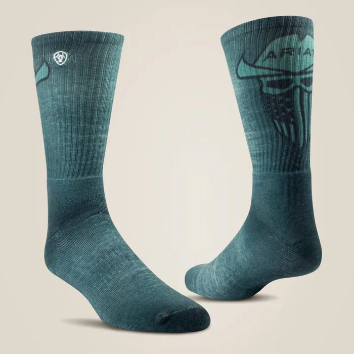 Incognito Graphic Crew Work Sock 2 Pair Multi Color Pack Greygreen MenWomen Ariat Socks