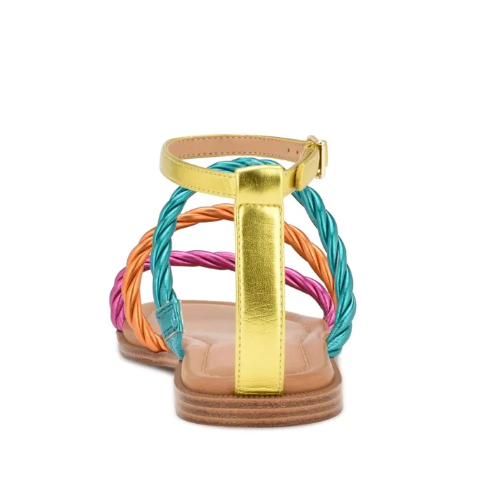 Ipster Ankle Strap Flat Sandals Pink Orange Multi Metallic Women Nine West Low Heel Ipster Ankle Strap Flat Sandals Pink Orange Multi Metallic Women Nine West Low Heel