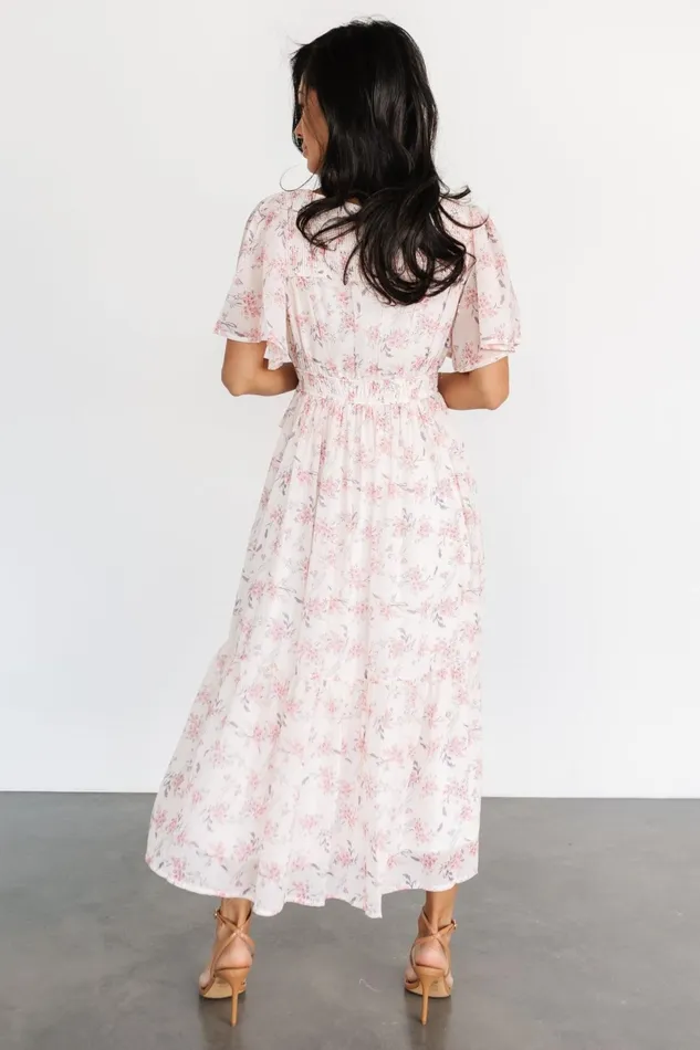 Iris Midi Dress Blush Floral Women Baltic Born Midi Dresses Iris Midi Dress Blush Floral Women Baltic Born Midi Dresses
