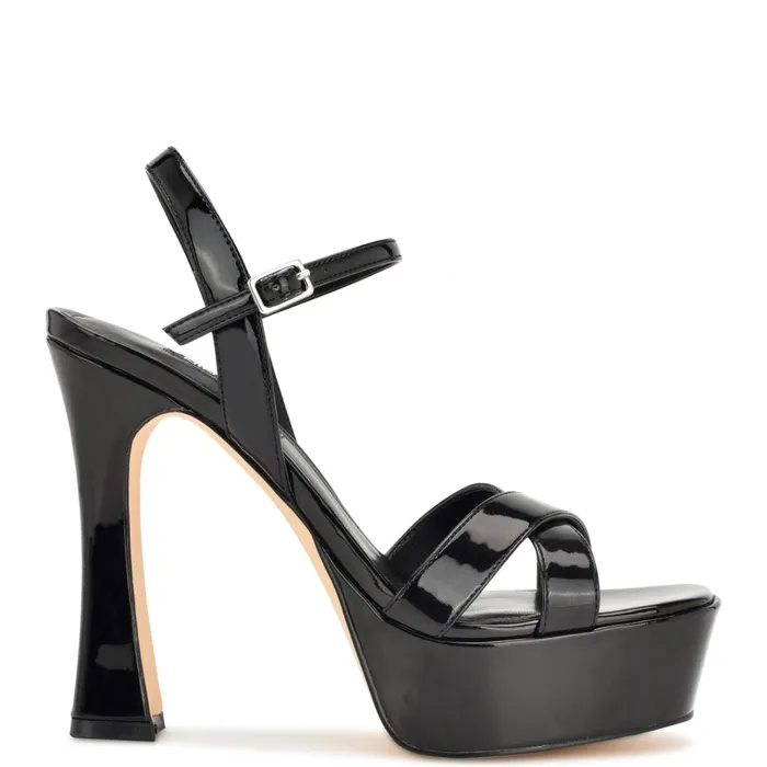 Iriv Platform Sandals Black Patent Women Nine West Heeled