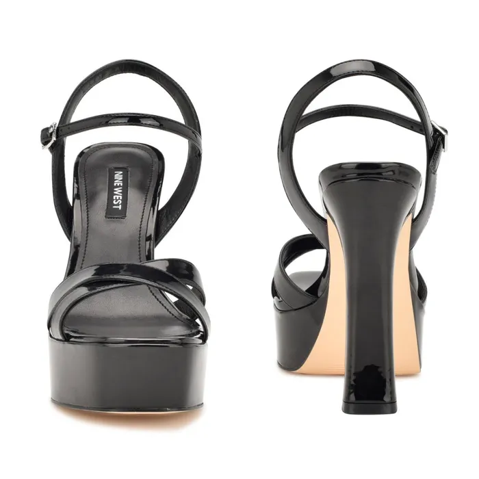 Iriv Platform Sandals Black Patent Women Nine West Heeled