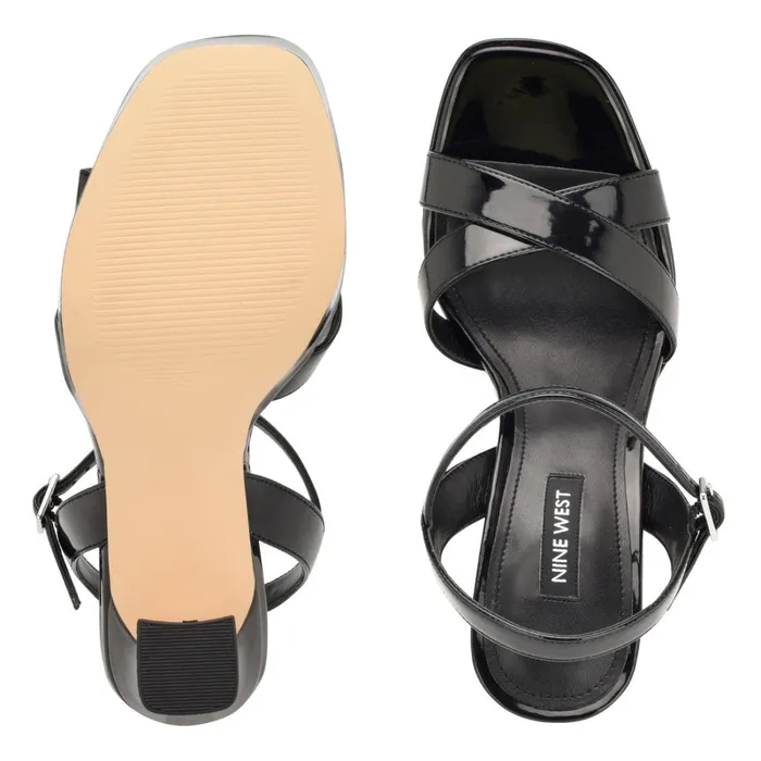 Iriv Platform Sandals Black Patent Women Nine West Heeled