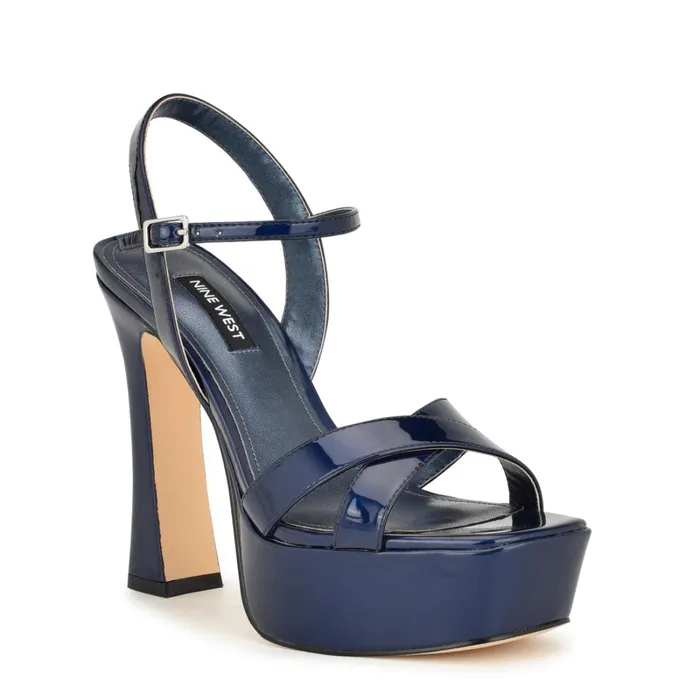 Iriv Platform Sandals Blue Patent Women Nine West Platforms Iriv Platform Sandals Blue Patent Women Nine West Platforms