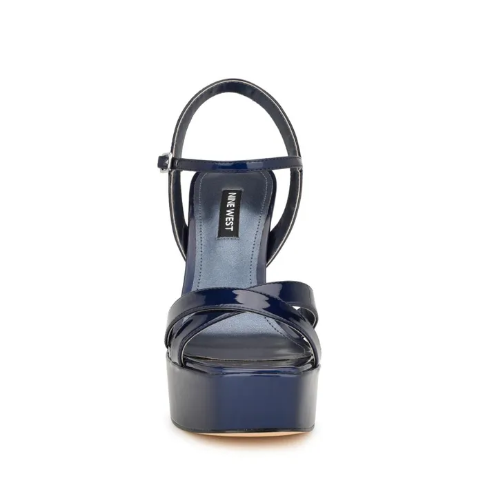 Iriv Platform Sandals Blue Patent Women Nine West Platforms Iriv Platform Sandals Blue Patent Women Nine West Platforms