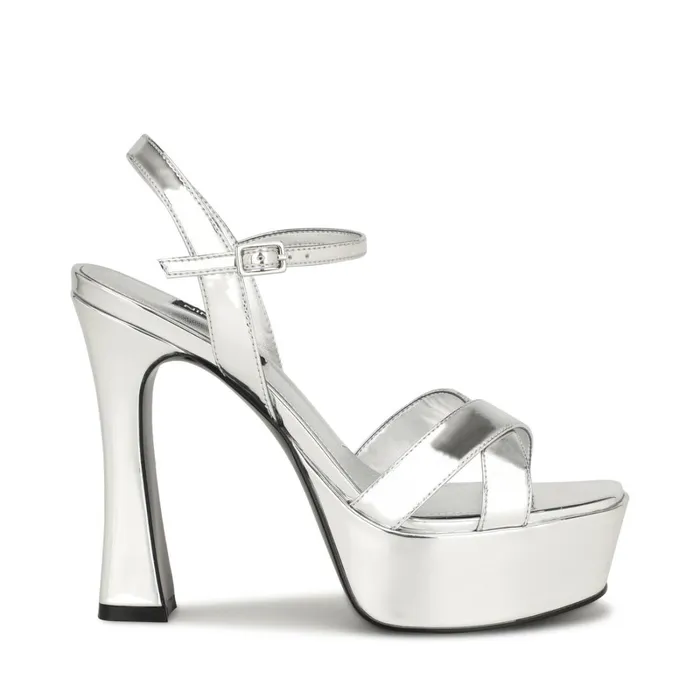 Iriv Platform Sandals Silver Women Nine West High Heels