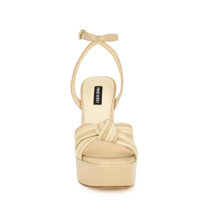 Irna Platform Ankle Strap Knotted Sandals Light Natural Patent Women Nine West Platforms Irna Platform Ankle Strap Knotted Sandals Light Natural Patent Women Nine West Platforms