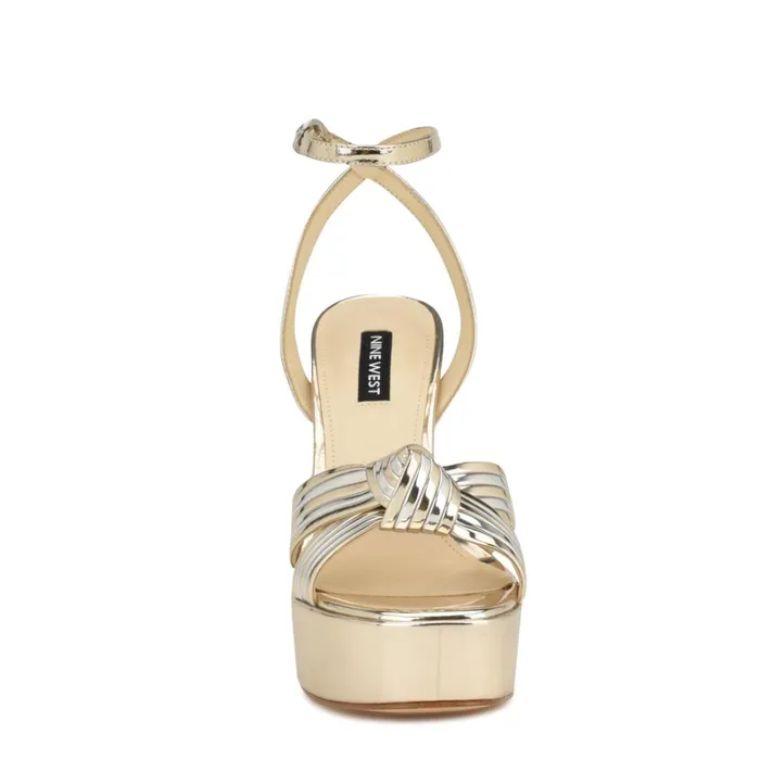 Irna Platform Ankle Strap Knotted Sandals Platino Women Nine West Platforms Irna Platform Ankle Strap Knotted Sandals Platino Women Nine West Platforms