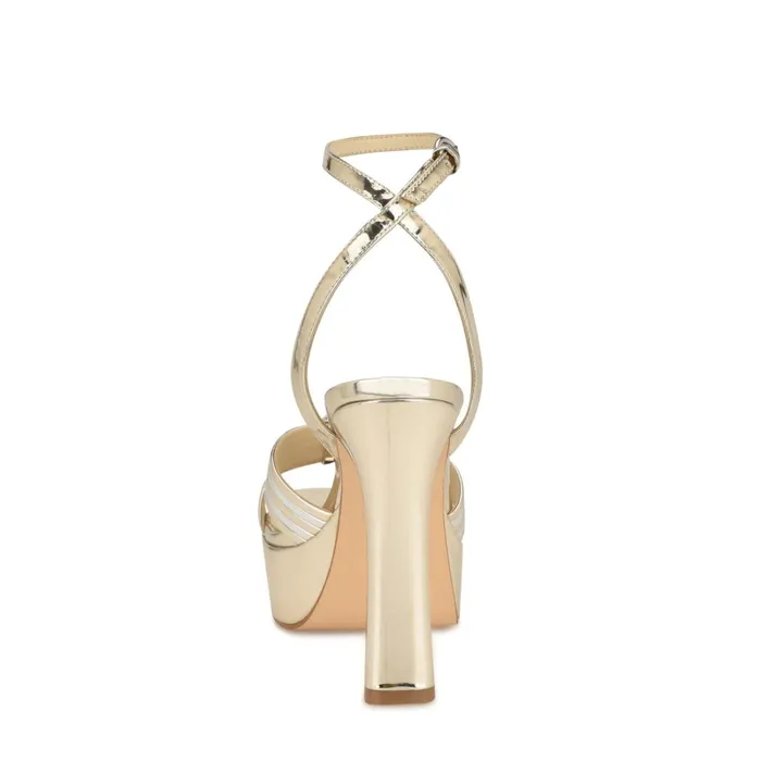 Irna Platform Ankle Strap Knotted Sandals Platino Women Nine West Platforms Irna Platform Ankle Strap Knotted Sandals Platino Women Nine West Platforms