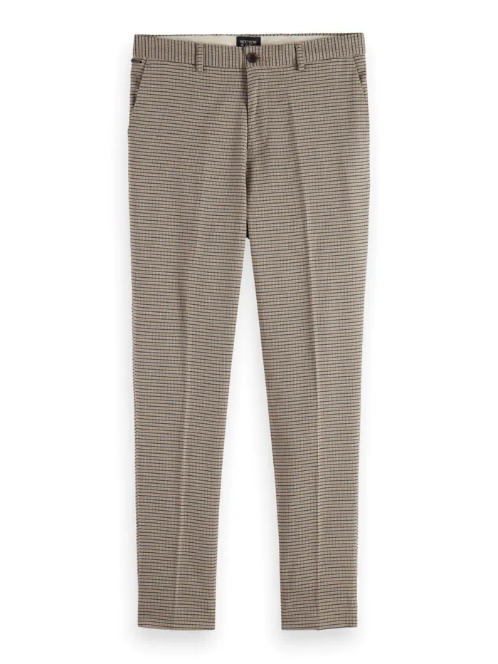 Irving 8211 Classic Yarndyed Chino Antra Offwhite Mini Check Men Scotch and Soda Pants