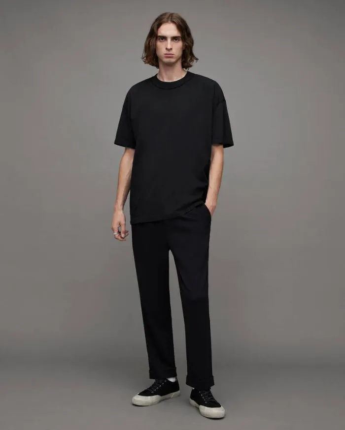 Isac Oversized Crew Neck TShirt Jet Black Men AllSaints TShirts