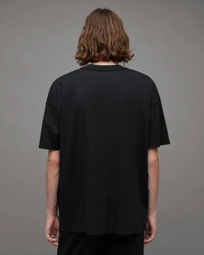 Isac Oversized Crew Neck TShirt Jet Black Men AllSaints TShirts