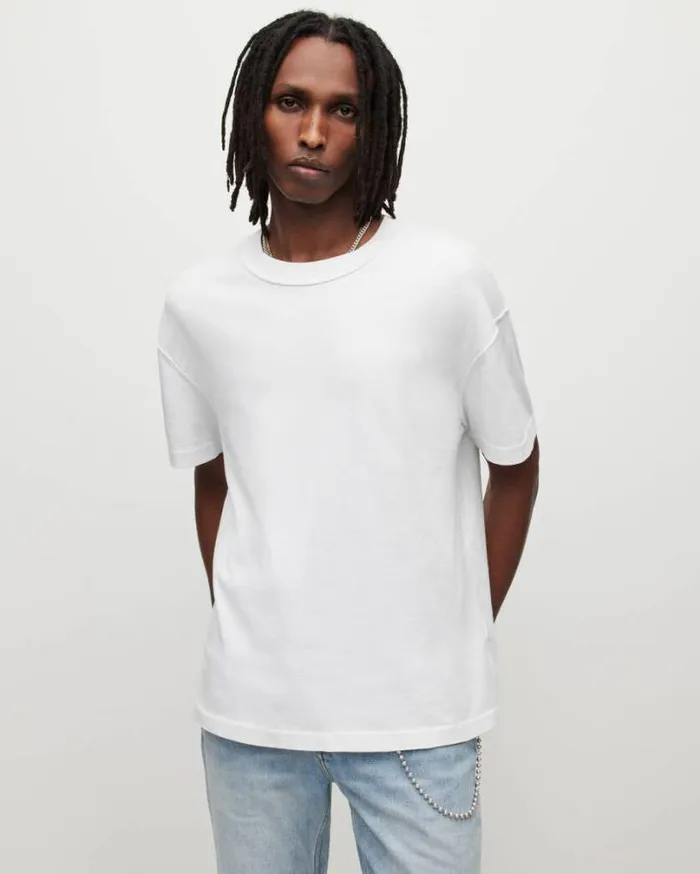 Isac Oversized Crew TShirt Optic White Men AllSaints TShirts