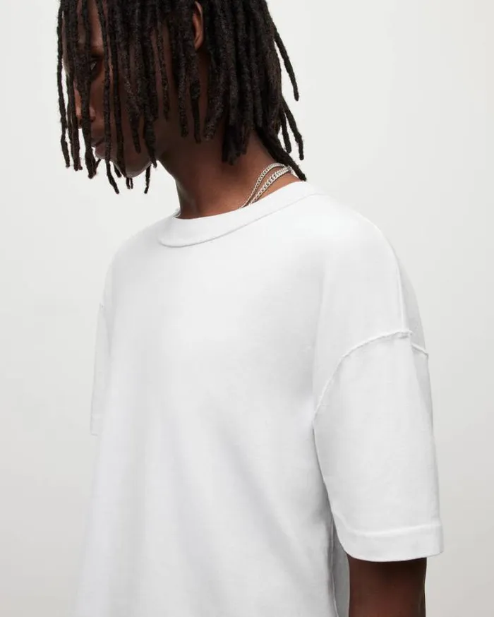 Isac Oversized Crew TShirt Optic White Men AllSaints TShirts