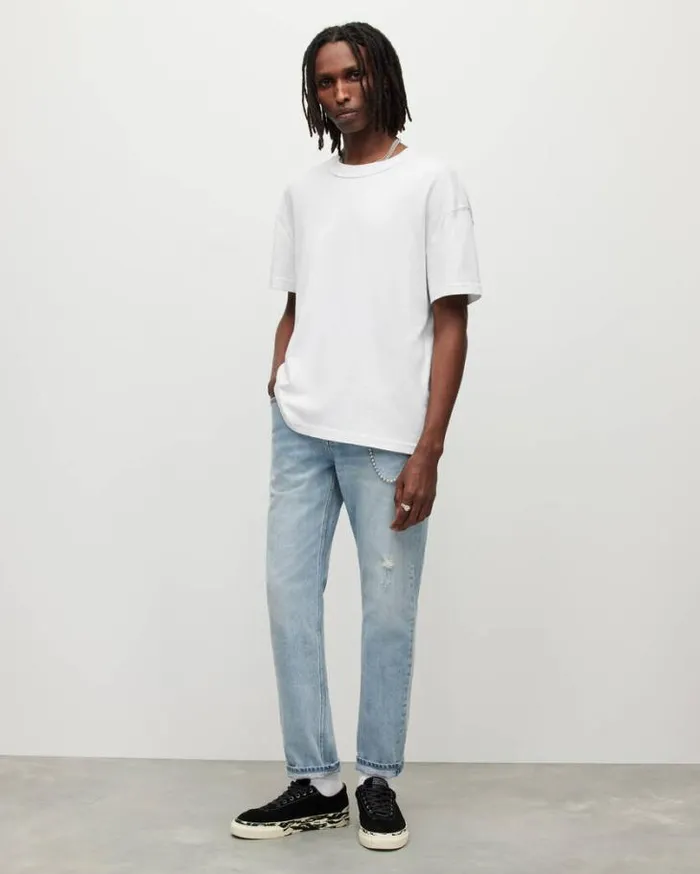 Isac Oversized Crew TShirt Optic White Men AllSaints TShirts