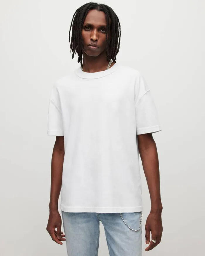 Isac Oversized Crew TShirt Optic White Men AllSaints TShirts