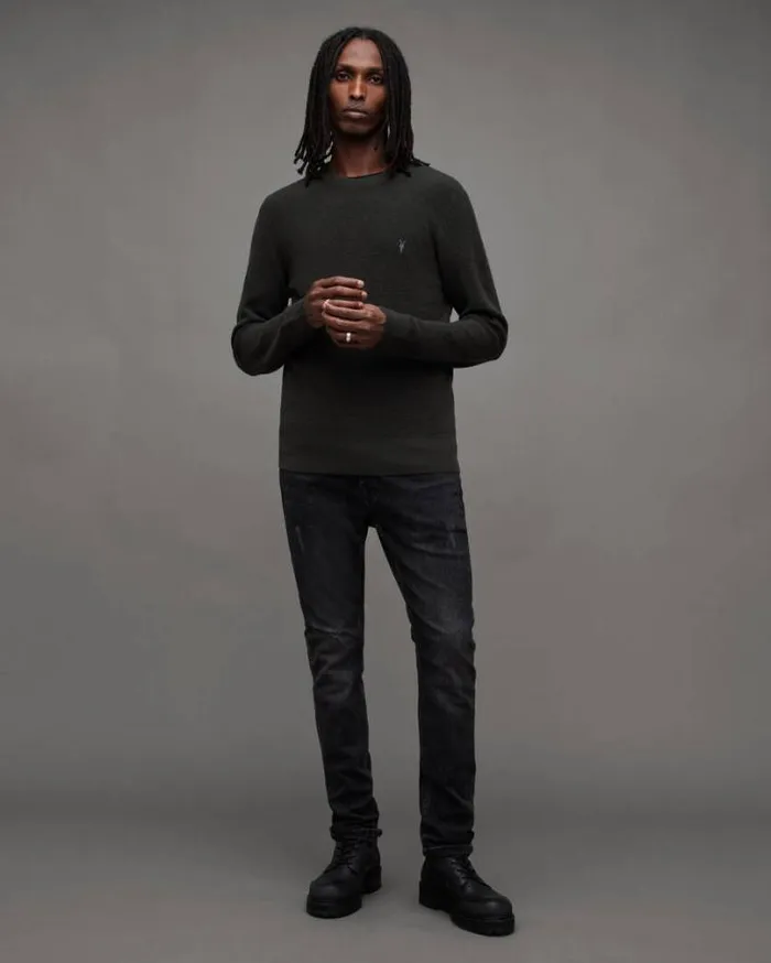 Ivar Merino Ramskull Crew Waffle Sweater Dark Ivy Green Men AllSaints Sweaters Ivar Merino Ramskull Crew Waffle Sweater Dark Ivy Green Men AllSaints Sweaters