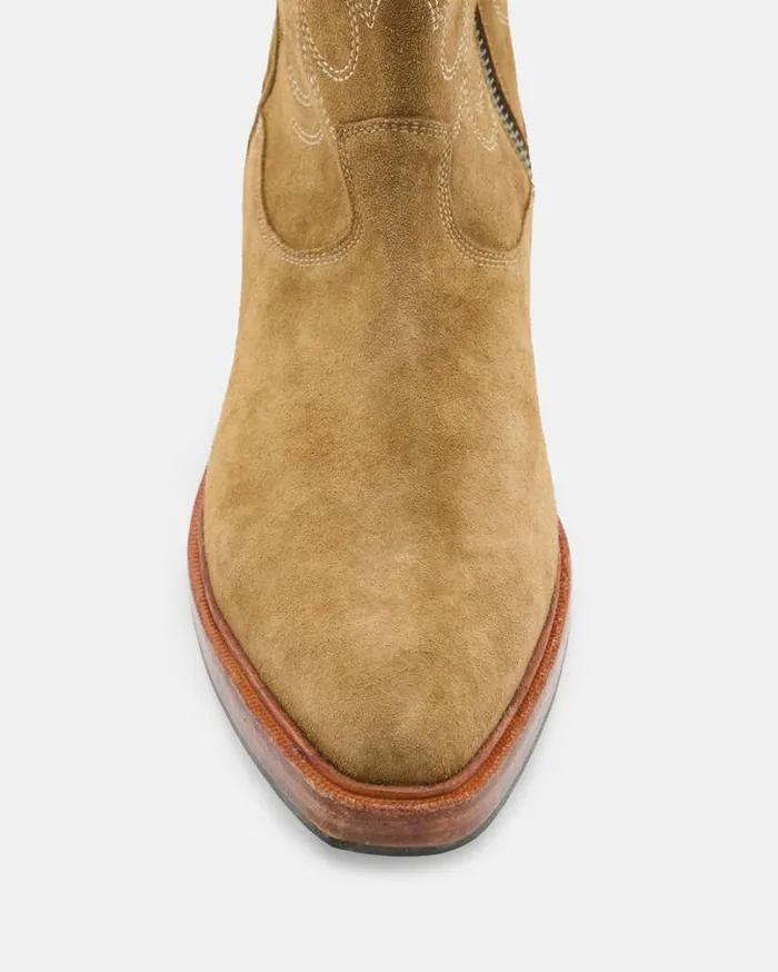 Jacques Suede Western Boots Tan Men AllSaints Shoes and Boots