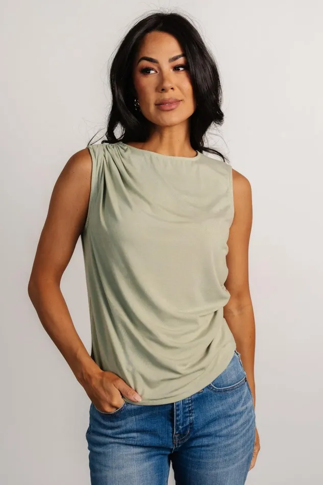 Jia Ruched Tank Top Light Sage Women Baltic Born Blouses Shirts