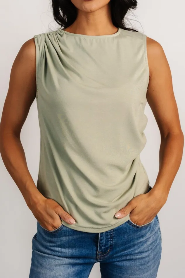 Jia Ruched Tank Top Light Sage Women Baltic Born Blouses Shirts