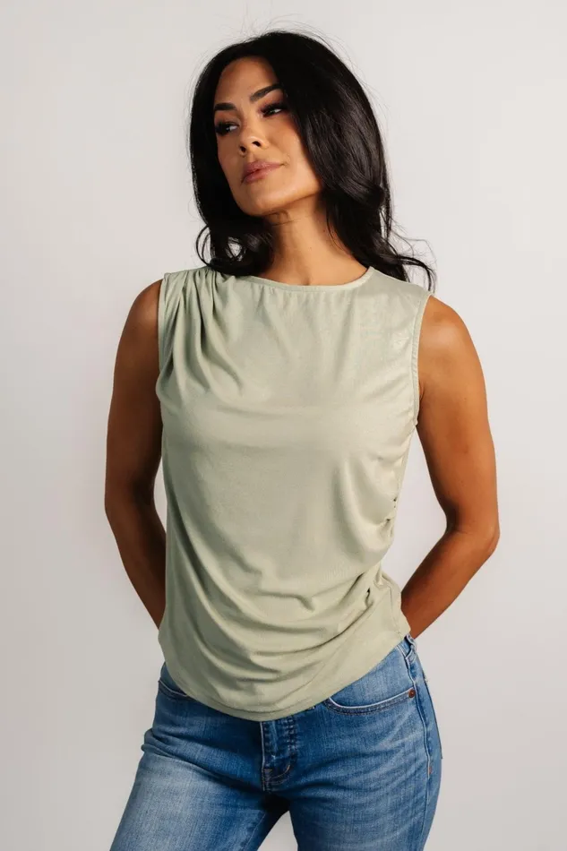 Jia Ruched Tank Top Light Sage Women Baltic Born Blouses Shirts