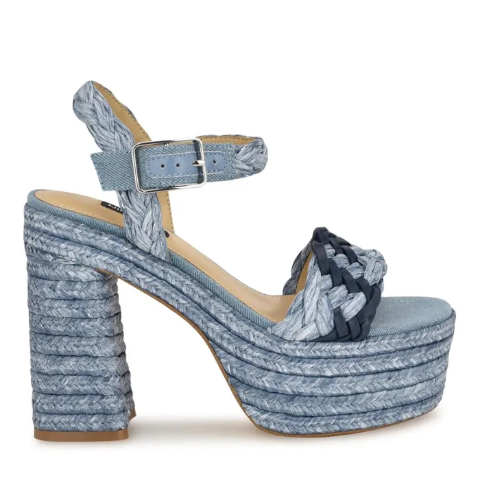 Jolane Espadrille Platform Sandals Blue Women Nine West High Heels