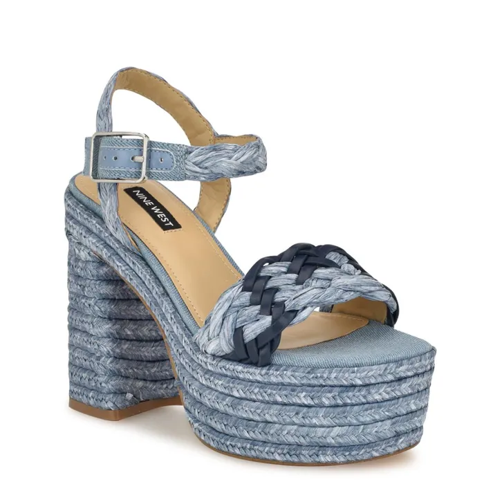Jolane Espadrille Platform Sandals Blue Women Nine West High Heels