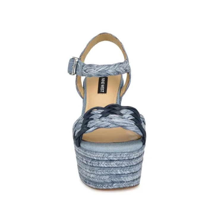 Jolane Espadrille Platform Sandals Blue Women Nine West High Heels