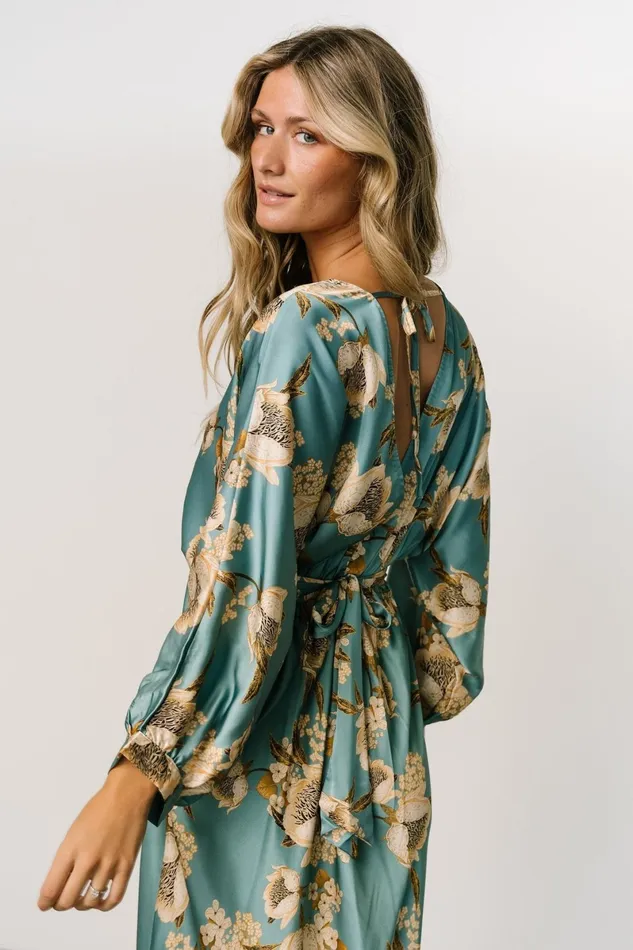 Joni Satin Midi Dress Blue Multi Women Baltic Born Midi Dresses Joni Satin Midi Dress Blue Multi Women Baltic Born Midi Dresses
