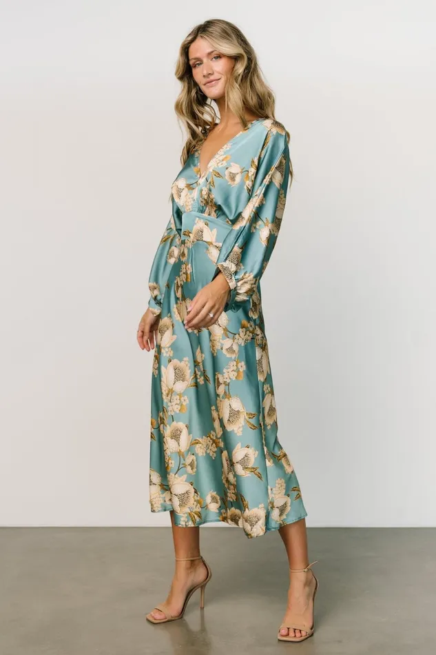 Joni Satin Midi Dress Blue Multi Women Baltic Born Midi Dresses Joni Satin Midi Dress Blue Multi Women Baltic Born Midi Dresses