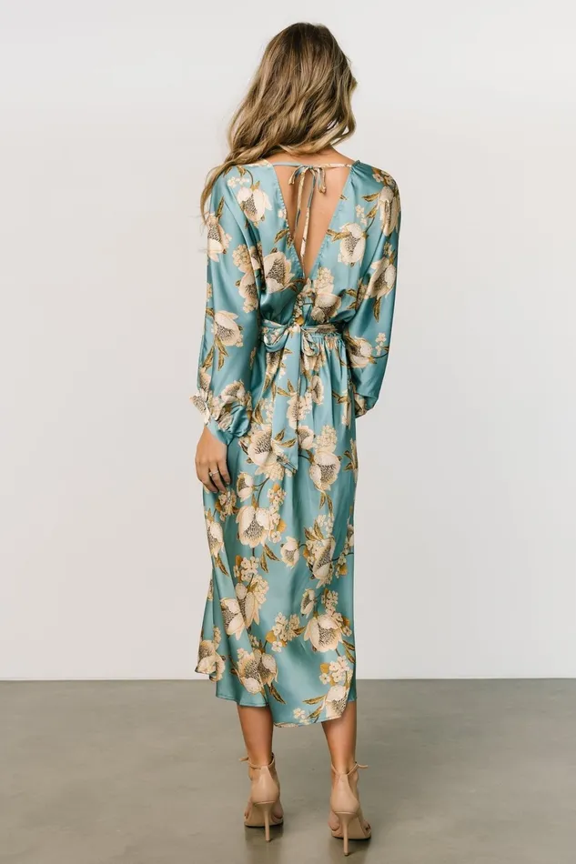 Joni Satin Midi Dress Blue Multi Women Baltic Born Midi Dresses Joni Satin Midi Dress Blue Multi Women Baltic Born Midi Dresses