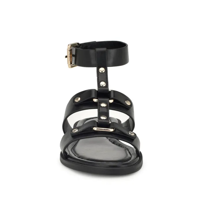 Jouise Ankle Strap Flat Sandals Black Women Nine West Sandals