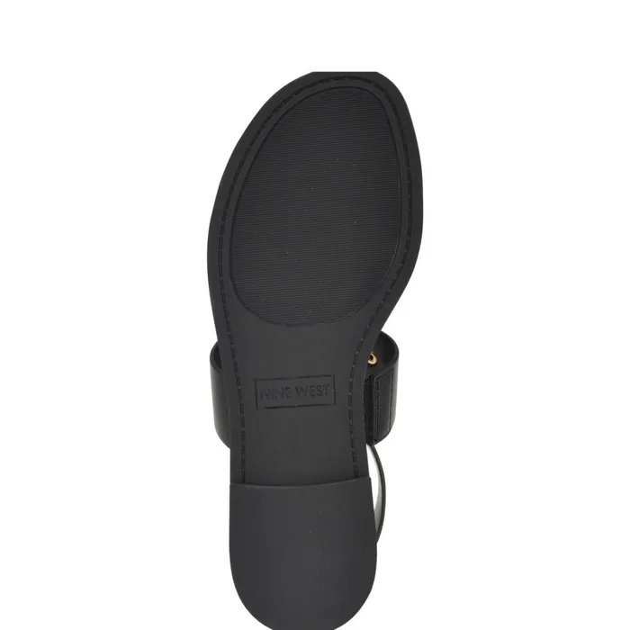 Jouise Ankle Strap Flat Sandals Black Women Nine West Sandals