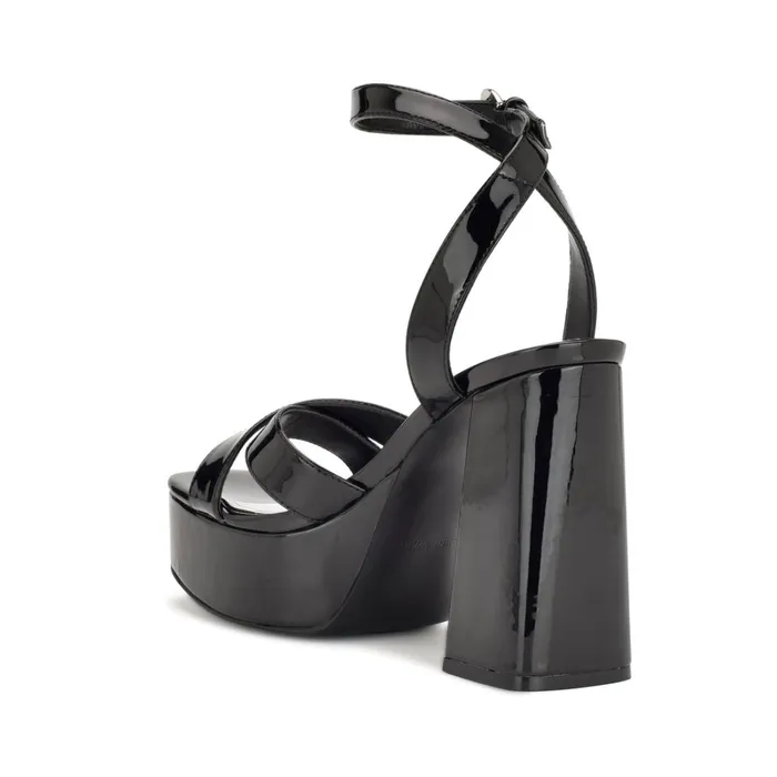Joya Platform Sandals Black Patent Women Nine West Platforms Joya Platform Sandals Black Patent Women Nine West Platforms