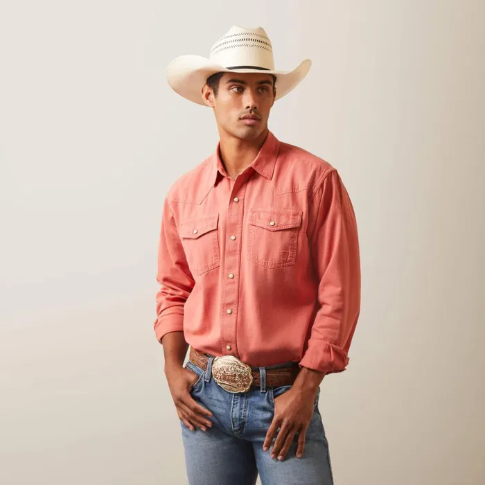 Jurlington Retro Fit Shirt Faded Brick Men Ariat Button Down Shirts
