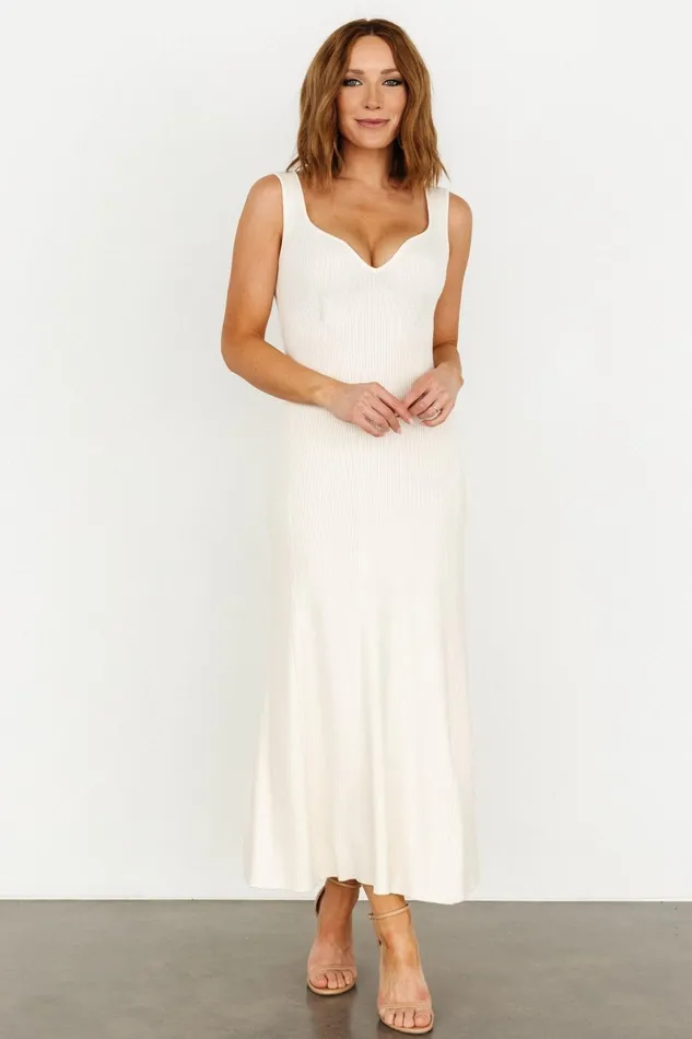 Justine Ribbed Tank Maxi Dress Cream Women Baltic Born Maxi Dresses