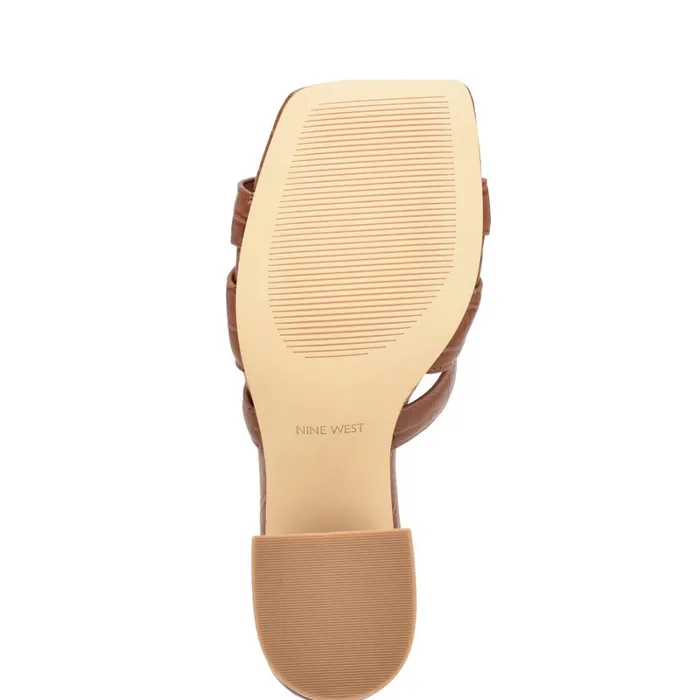 Kaelyn Heeled Slide Sandals Brown Croco Women Nine West Mid Heels
