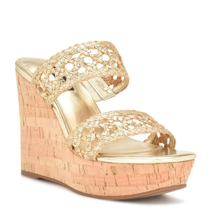 Kalani Wedge Sandals Platino Women Nine West Wedges