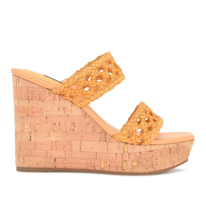 Kalani Wedge Sandals Yellow Women Nine West High Heels