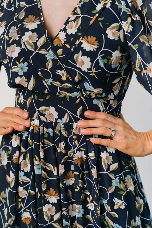 Katherine Maxi Dress Dark Blue Floral Women Baltic Born Bump Friendly
