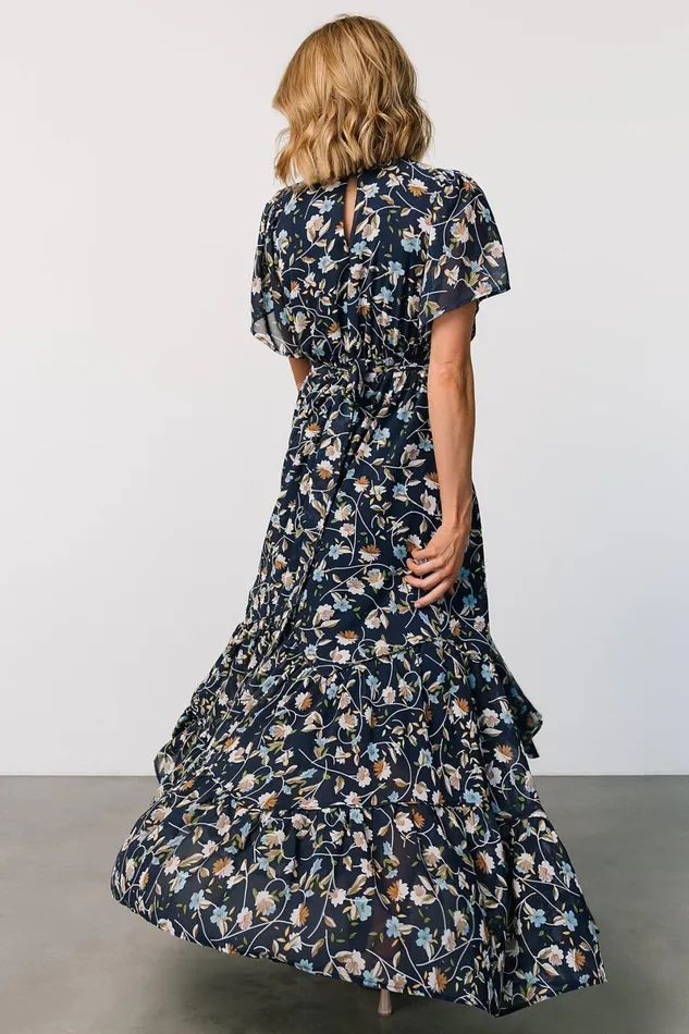 Katherine Maxi Dress Dark Blue Floral Women Baltic Born Bump Friendly