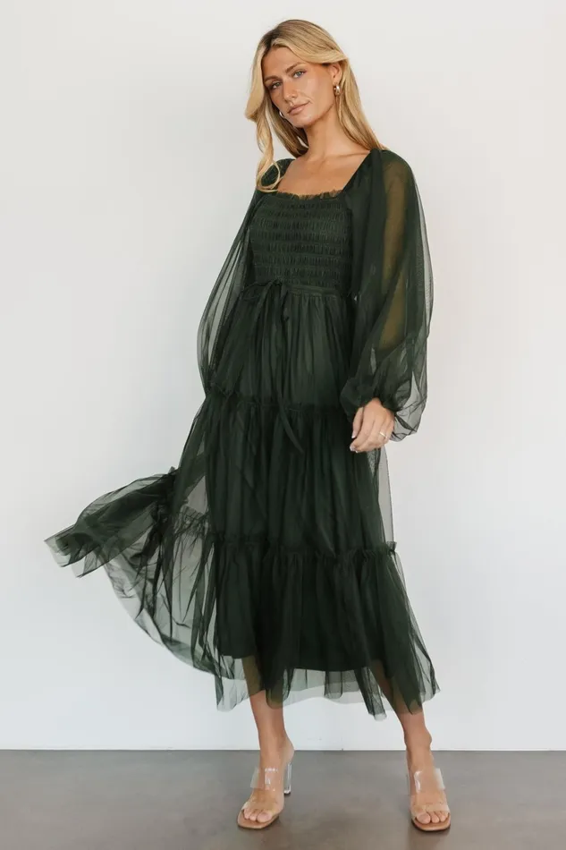Katrina Tulle Maxi Dress Dark Green Women Baltic Born Tulle Styles